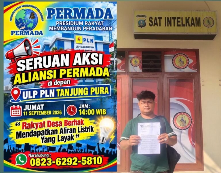 Sering Padam, PERMADA Akan Gelar Aksi di Depan Kantor PLN Tanjung Pura, Desak Evaluasi Pelayanan
